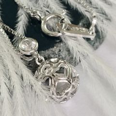  Dây Chuyền Bạc Cao Cấp - Quả Cầu Trái Tim Pha Lê Trắng 