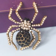  Cài Áo Nam - Con Nhện Màu Vàng Pha Lê Đen & Trắng (AK) 