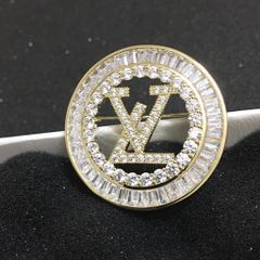  Cài Áo Nam, Nữ - LV Màu Vàng Pha Lê Trắng (AB) 