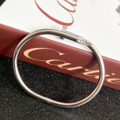  Vòng Tay Nam, Nữ TiTan Cao Cấp - Cartier Cây Đinh Màu Trắng Pha Lê (AH) 