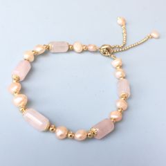  Vòng Đá Phong Thuỷ Cao Cấp - Ngọc Trai Nước Ngọt & Đá Thạch Anh Hồng Tự Nhiên Trợ Tình Yêu 