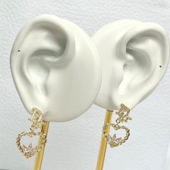  Bông Tai Dior Trái Tim Màu Vàng Pha Lê Trắng 