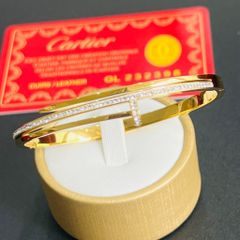  Vòng Tay TiTan Cao Cấp - Cây Đinh Cartier Màu Vàng Pha Lê (AK) 