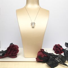  Dây Chuyền Ngắn - Cánh Hoa Ngọc Trai & Pha Lê Trắng (AA) 