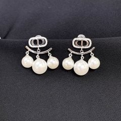  Bông Tai Dior Màu Trắng Ngọc Trai & Pha Lê (AK) 