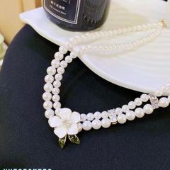  Dây Chuyền Ngắn - Choker Hoa Mai Chuỗi Ngọc Trai & Pha Lê (AN) 