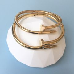  Vòng Tay Cặp Đôi Tình Yêu - Cartier Cây Đinh Màu Vàng Hồng Titan Cao Cấp Pha Lê (AC) 