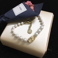  Vòng Tay Dior Màu Vàng Ngọc Trai Trắng Quý Phái (AA) 