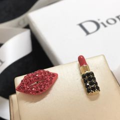  Bông Tai Cây Son & Đôi Môi Pha Lê Đỏ, Đen 