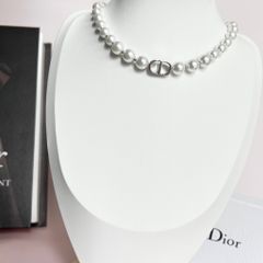  Bộ Trang Sức Dior Trắng - Vòng cổ Choker & Bông Tai Ngọc Trai Quý Phái (AB) 