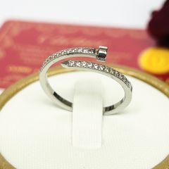  Nhẫn Titan Cao Cấp - Cây Đinh Cartier Màu Trắng Pha Lê (AJ) 