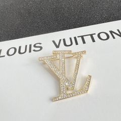  Cài Áo Nam, Nữ - LV Màu Vàng Pha Lê Trắng (AH) 