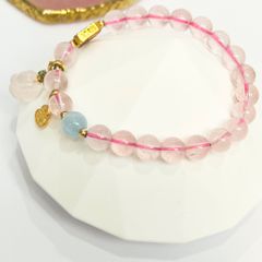  Vòng Đá Phong Thuỷ Cao Cấp - Hoa Hồng Thạch Anh Hồng & Đá Aquamarine Tự Nhiên 