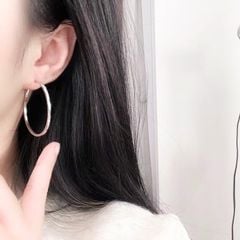  Bông Tai Khoen Tròn Màu Trắng 4cm Pha Lê (BH) 