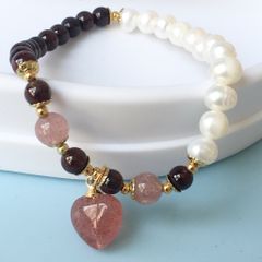  Vòng Đá Phong Thuỷ Cao Cấp - Trái Tim Đá Thạch Anh Dâu Tây, Thạch Anh Tím & Ngọc Trai Nước Ngọt (AF) 