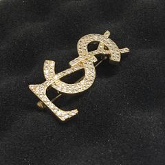  Cài Áo Nam, Nữ - YSL Màu Vàng Pha Lê Trắng (AB) 