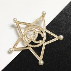  Cài Áo Nam, Nữ - Chanel Ngôi Sao Vàng Ngọc Trai & Pha Lê Trắng (BM) 
