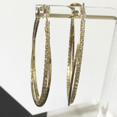  Bông Tai Khoen Tròn Màu Vàng 3,6cm Pha Lê Trắng (AK) 