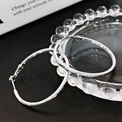  Bông Tai Khoen Tròn Màu Trắng 4cm Pha Lê (BH) 