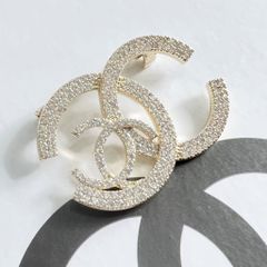  Cài Áo Nam, Nữ - Chanel Màu Vàng Pha Lê Trắng (DC) 