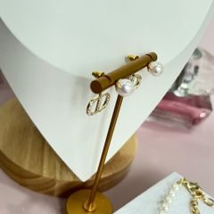  Bông Tai Dior Màu Vàng Ngọc Trai & Pha Lê Trắng (AN) - Có 3 Kiểu Đeo 