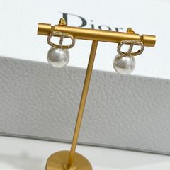  Bông Tai Dior Màu Vàng Ngọc Trai & Pha Lê Trắng (AR) 