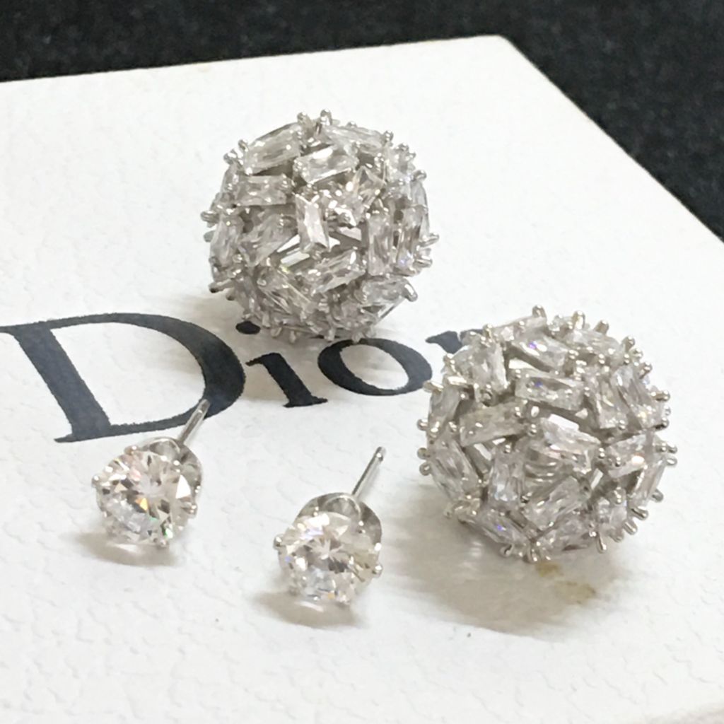  Bông Tai Dior Màu Trắng Pha Lê (AB) - Có 3 Kiểu Đeo 