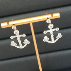  Bông Tai Mỏ Neo Pha Lê Trắng Cá Tính 