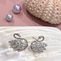  Bông Tai Thiên Nga Trắng Pha Lê (AJ) 