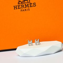  Bộ Trang Sức Hermes Trắng - Vòng Tay, Nhẫn & Bông Tai Pha Lê (AA) 