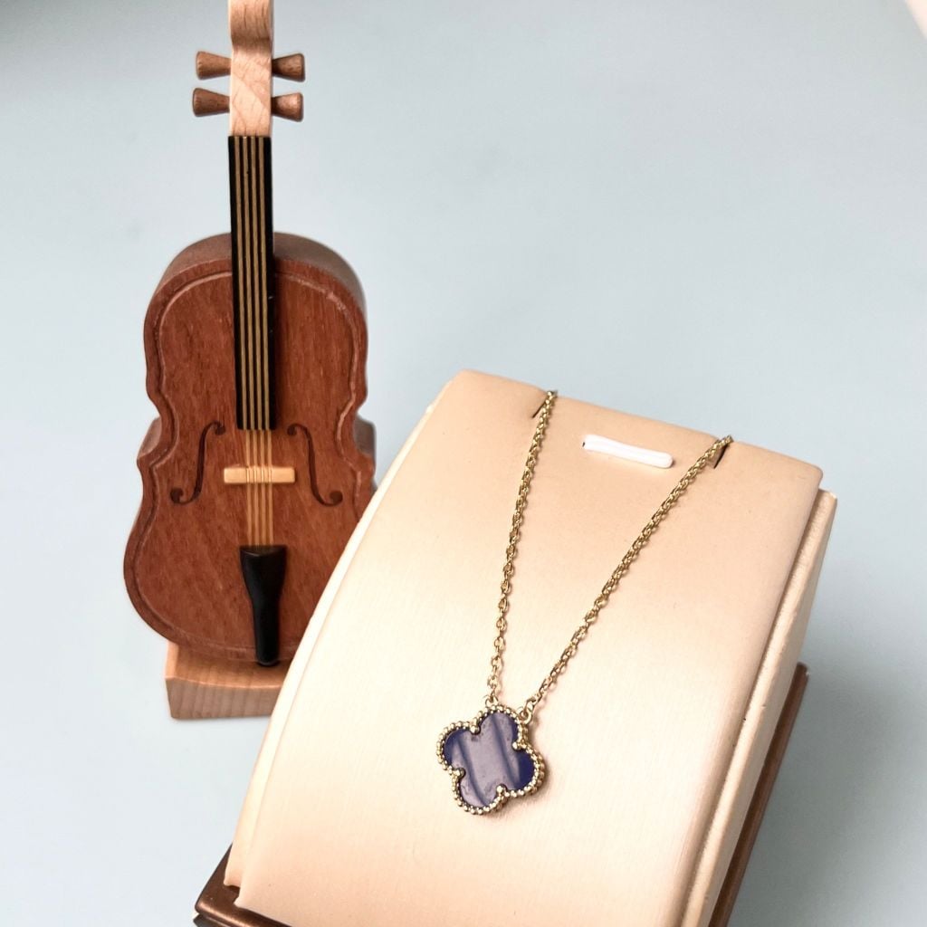  Dây Chuyền Titan Cao Cấp - Cỏ 4 Lá May Mắn Màu Vàng Xanh (AQ) 