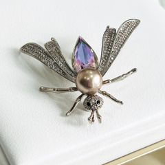  Cài Áo Nam, Nữ - Con Ong Gucci Pha Lê Tím Xà Cừ Xanh & Ngọc Trai 