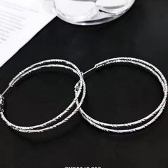  Bông Tai Khoen Tròn Đôi Màu Trắng 5cm (BJ) 