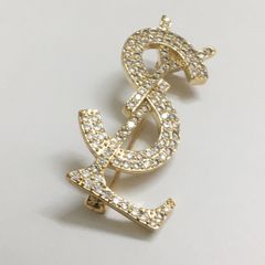  Cài Áo Nam, Nữ - YSL Màu Vàng Pha Lê Trắng (AB) 