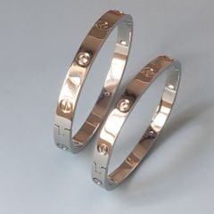  Vòng Tay Cặp Đôi Tình Yêu - Cartier Màu Trắng Titan Cao Cấp Pha Lê (AB) 