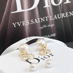  Bông Tai Dior Màu Vàng Ngọc Trai & Pha Lê Trắng (AM) - Có 3 Kiểu Đeo 