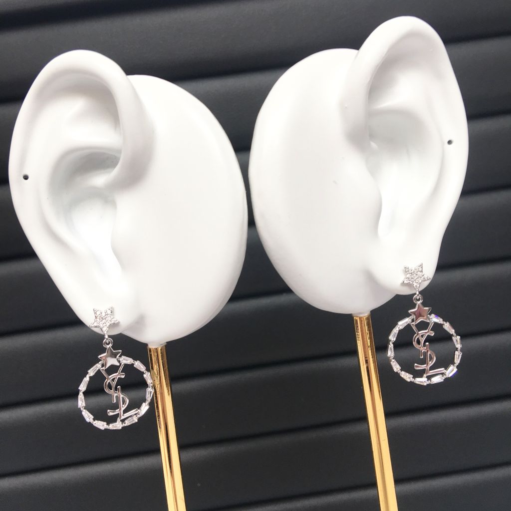  Bông Tai YSL Ngôi Sao Pha Lê Trắng (AH) 