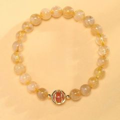  Vòng Tay Phong Thuỷ Cao Cấp - Đá Thạch Anh Tóc Vàng 8mm & Thạch Anh Dâu Tây Tự Nhiên 