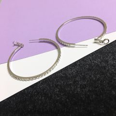  Bông Tai Khoen Tròn Màu Trắng 5,3cm Pha Lê (BC) 