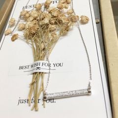  Dây Chuyền Dài Bạc Cao Cấp - Thanh Ngang Pha Lê Trắng 