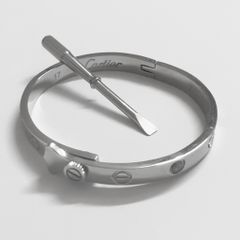  Vòng Tay TiTan Cao Cấp - Cây Đinh Cartier & Tua Vít Màu Trắng Pha Lê (AG) 