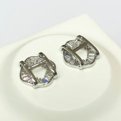  Bông Tai Hermes Màu Trắng Pha Lê (AL) 