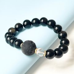  Vòng Đá Phong Thuỷ Cao Cấp - Quả Cầu Vũ Trụ Đá Obsidian & Đá Thạch Anh Trắng Tự Nhiên 