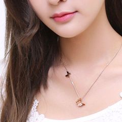  Bộ Trang Sức Titan Cao Cấp - Con Bướm Xinh Vòng Tay & Bông Tai Màu Vàng Hồng 