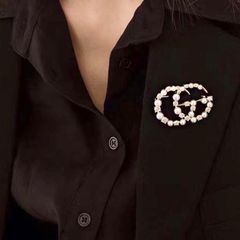  Cài Áo Nam, Nữ - Gucci Màu Vàng Ngọc Trai & Pha Lê Trắng (AC) 