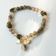  Vòng Đá Phong Thuỷ Cao Cấp - Đồng Tiền Pha Lê, Ngọc Trai Nước Ngọt & Đá Thạch Tóc Xanh Lá Tự Nhiên 