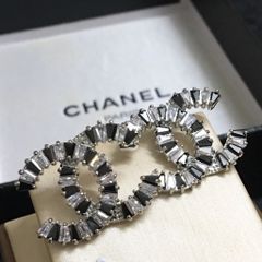  Bông Tai Chanel Bản To Màu Trắng Pha Lê Đen & Trắng (BT) 