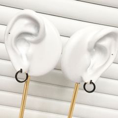  Bông Tai Cartier Cây Đinh Màu Vàng Pha Lê Đen Cá Tính (AD) 