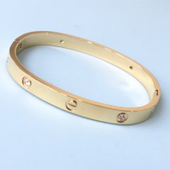  Vòng Tay Nam, Nữ TiTan Cao Cấp - Cartier Màu Vàng Pha Lê Trắng (AI) 