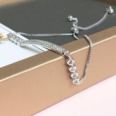  Vòng Tay Dây Rút Thanh Ngang Pha Lê Trắng (AE) 